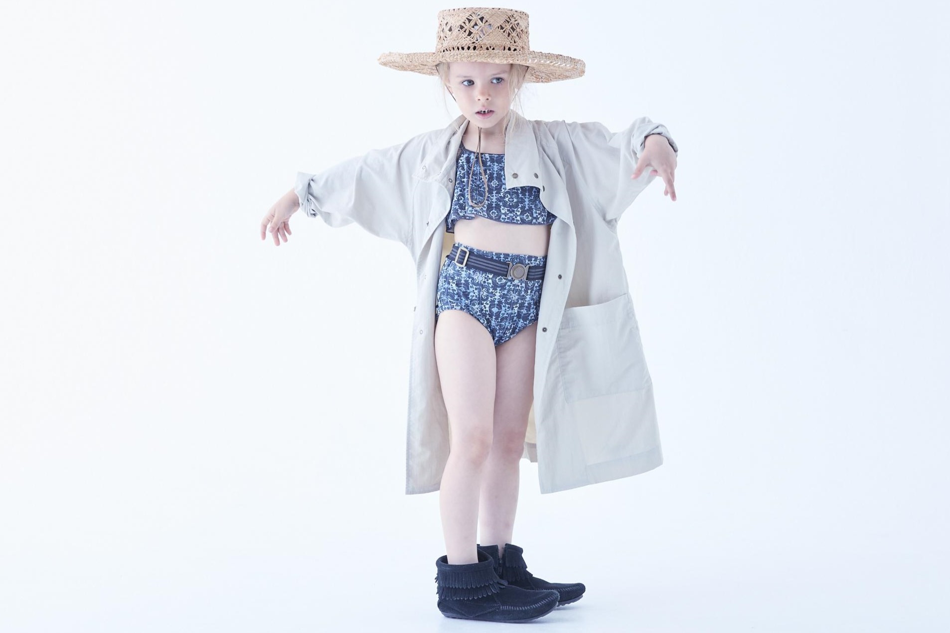 eLfin Folk（エルフィンフォルク）<br> Old Tile Patten Girls Swimwear