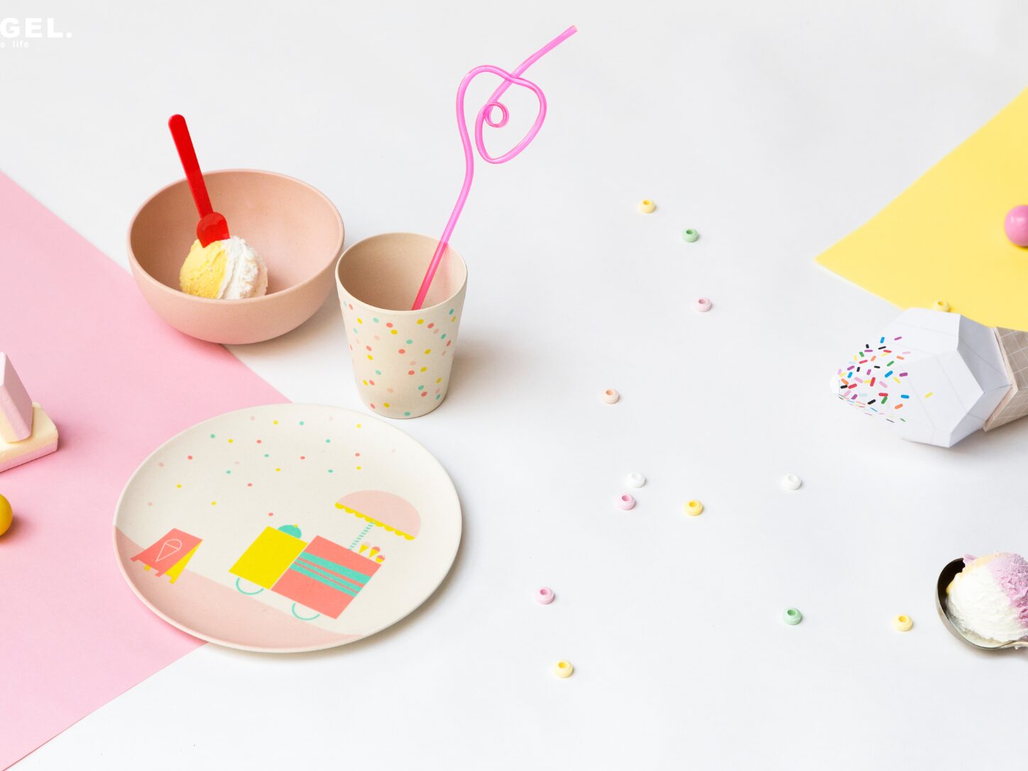 【30% OFF】バンブー食器セットENGEL(エンゲル)Kids Plate Set「circus」「ice cream」「tent」